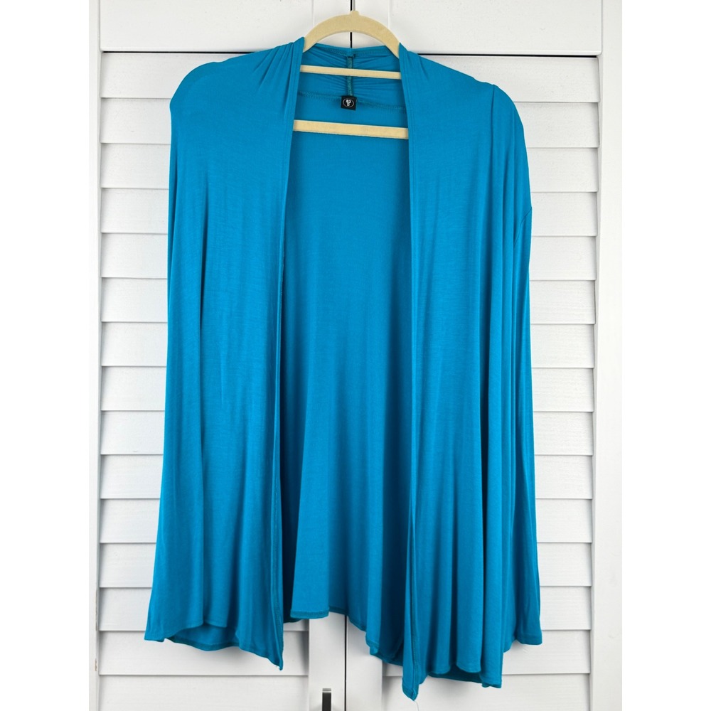 82D Cardigan XL Teal Open Front Lightweight Jersey Stretch Layering